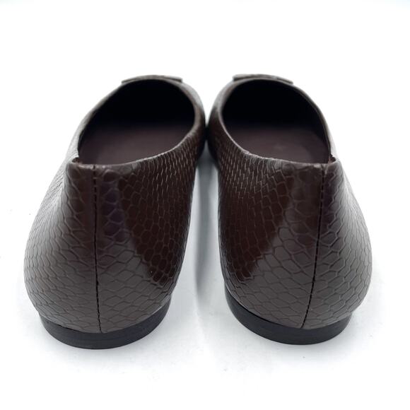 Tory Burch Georgia Ballet Flats Purple Croc Leather Logo Square Toe Sz 7 - Picture 7 of 9